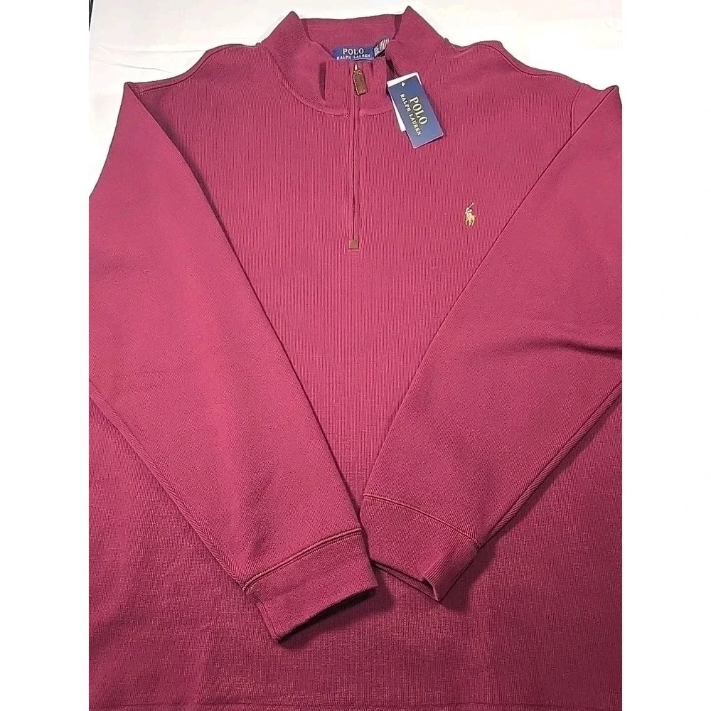 NWT Polo Ralph Lauren‎ 1/4 Zip Sweater Maroon Big 3XLT Old Money